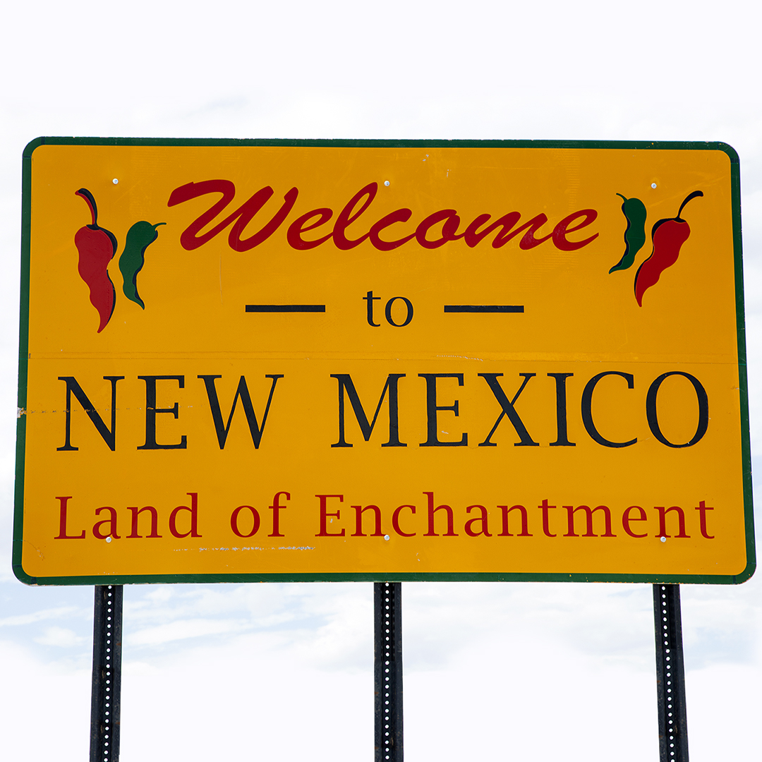 Image of a sign that reads Welcome to New Mexico