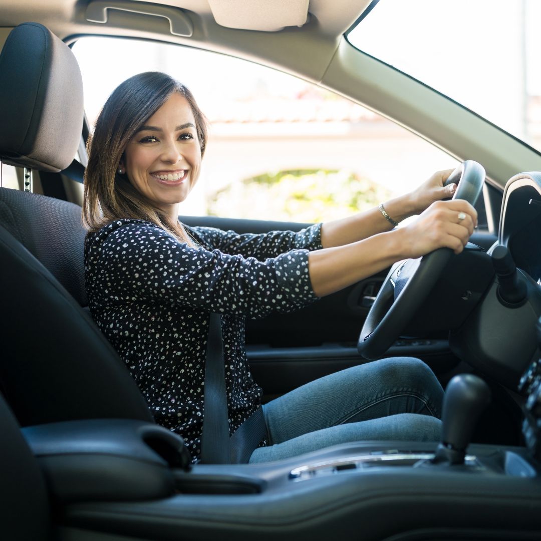 Woman driving car