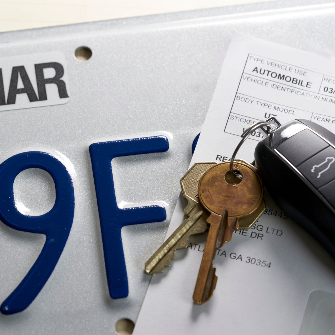 license plate and keys