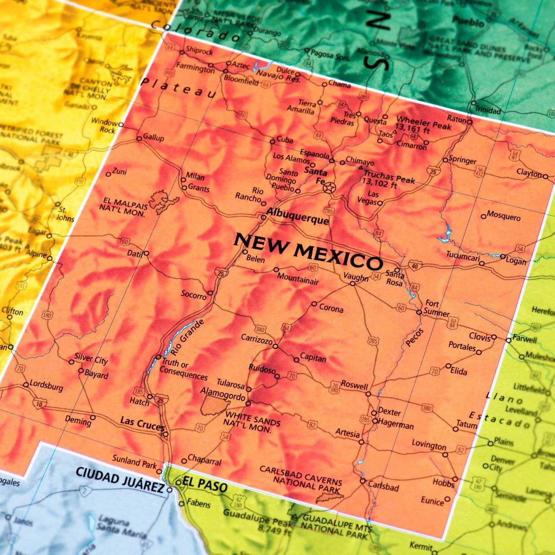 New Mexico on a map