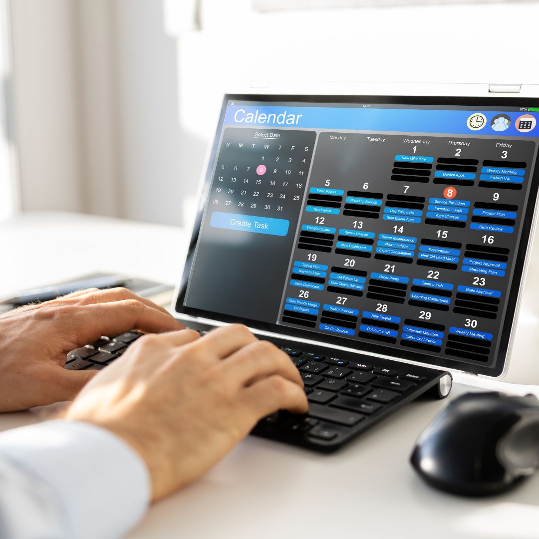 scheduling on a calendar on a tablet