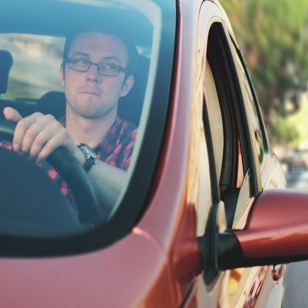 Man driving car
